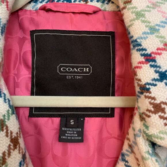 Coach Plaid Wool Blend Coat – Multicolor Tweed, Size S - Picture 2 of 8